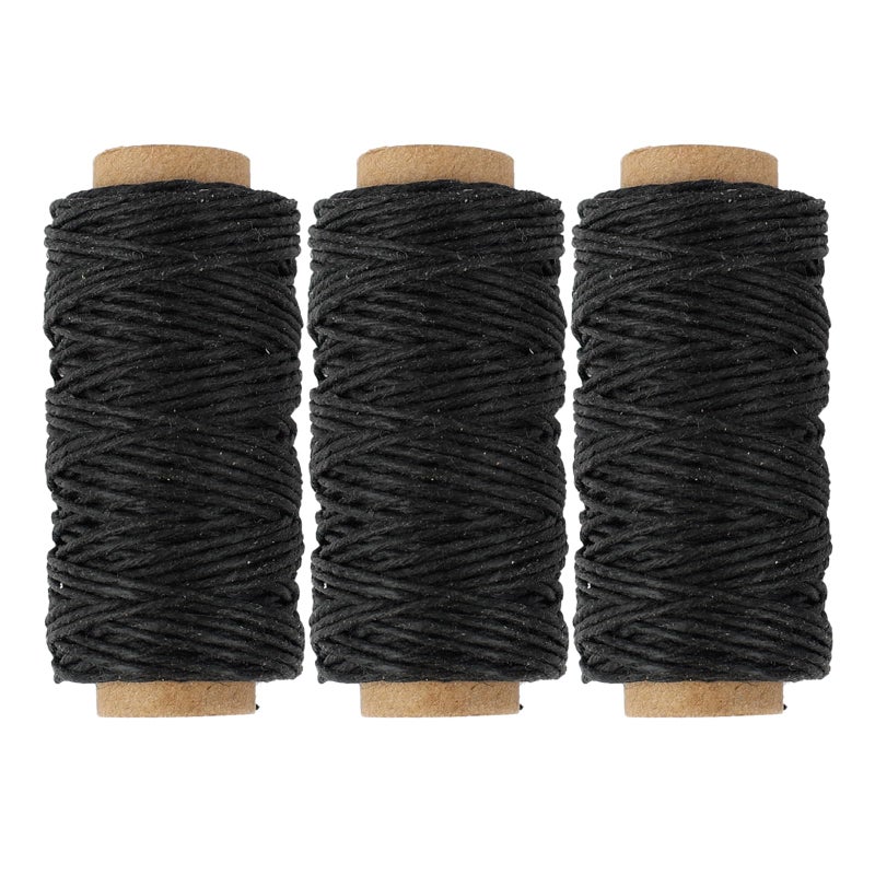 لينيكو خيط كتان أصلي مشمع من لاينكو، 20 ياردة، عبوة من 3 بكرات: أسود (BBHM209) LIN-BBHM209 - Image 2